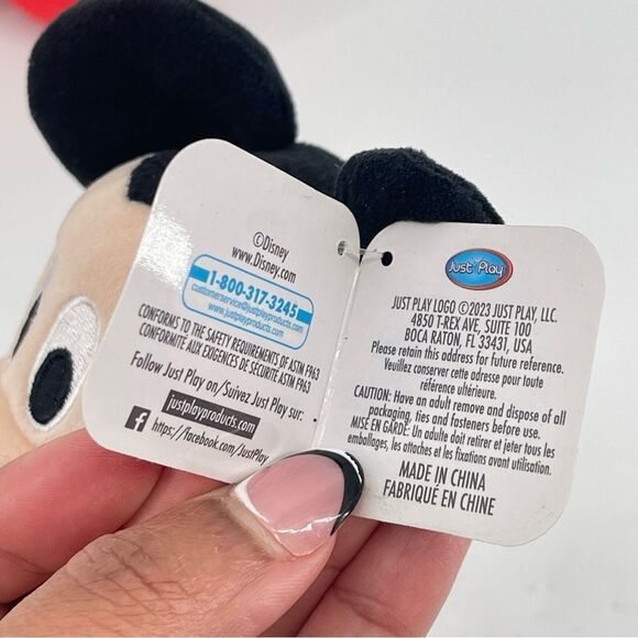 Disney Mickey and Minnie Mouse Red White Hearts Valentine 10” Bean Plush Set - Picture 13 of 15